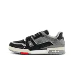 Bstsneaker-Louis Vuitton LV Trainer Black Grey Crystal 1AA6PV