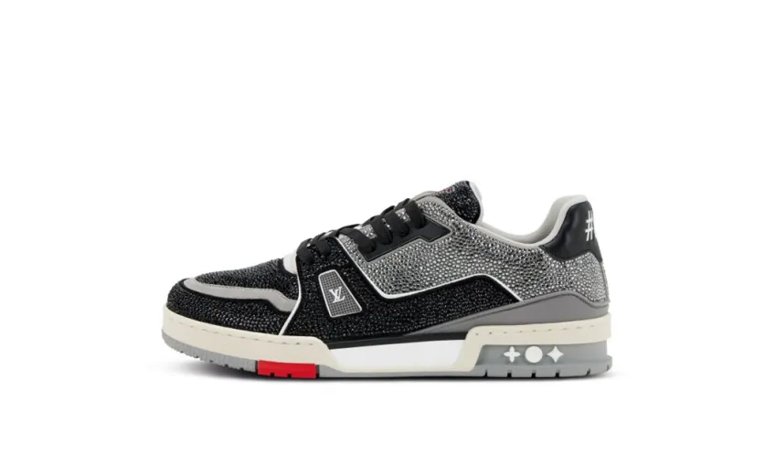 Bstsneaker-Louis Vuitton LV Trainer Black Grey Crystal 1AA6PV