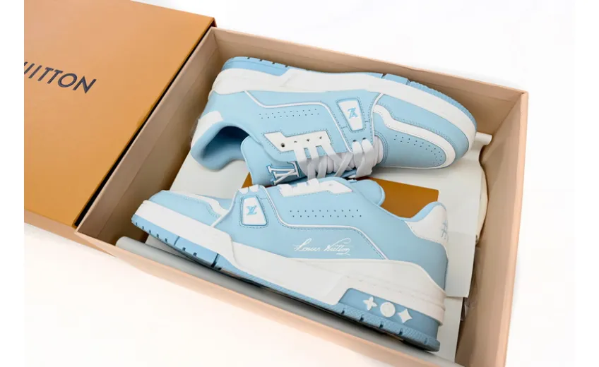 Bstsneaker-Louis Vuitton LV Trainer White Baby Blue 1AAHSJ