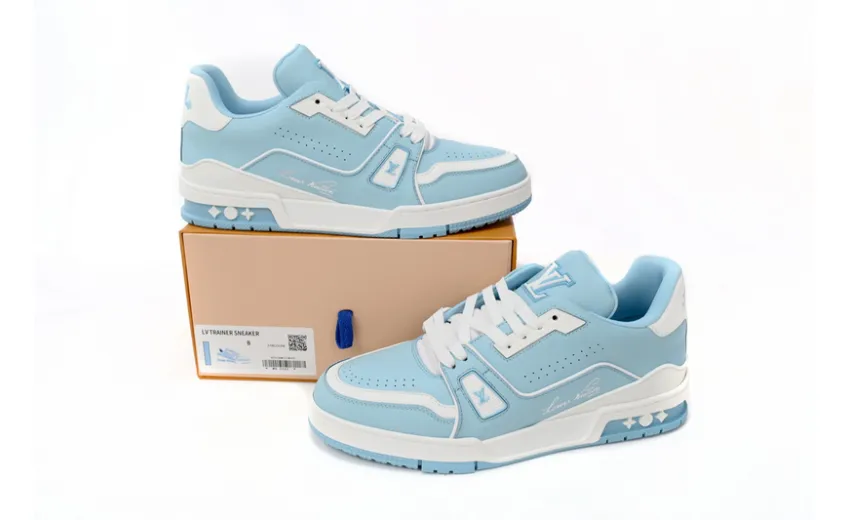 Bstsneaker-Louis Vuitton LV Trainer White Baby Blue 1AAHSJ
