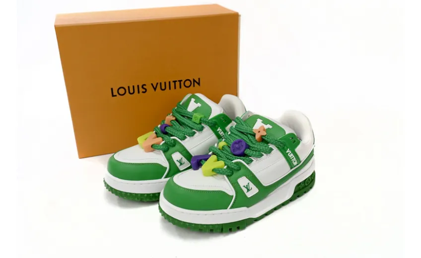 Bstsneaker-Louis Vuitton LV Trainer White Green 1AB8SD 