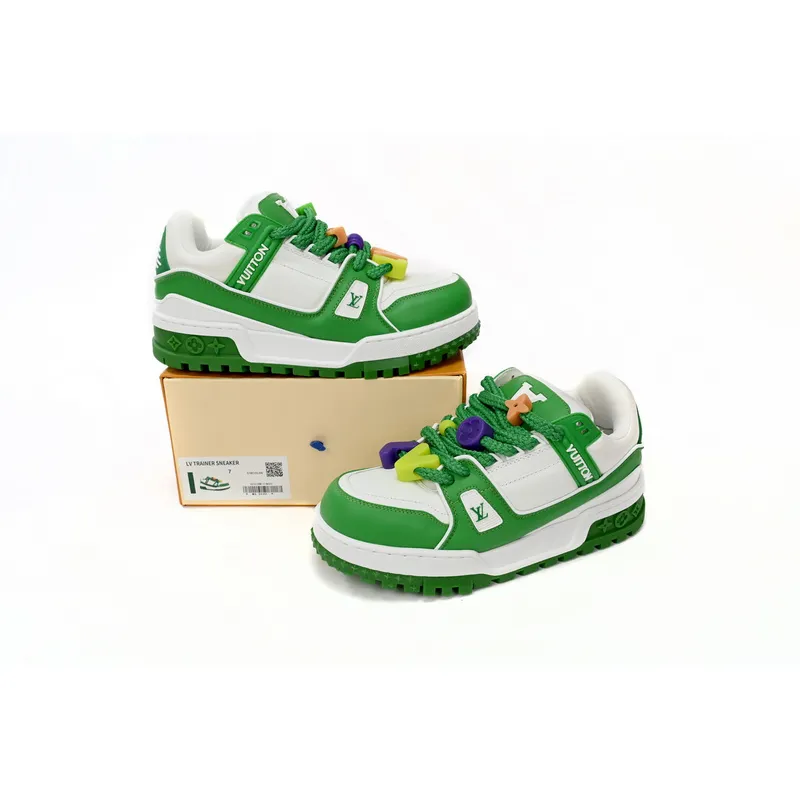 Bstsneaker-Louis Vuitton LV Trainer White Green 1AB8SD 