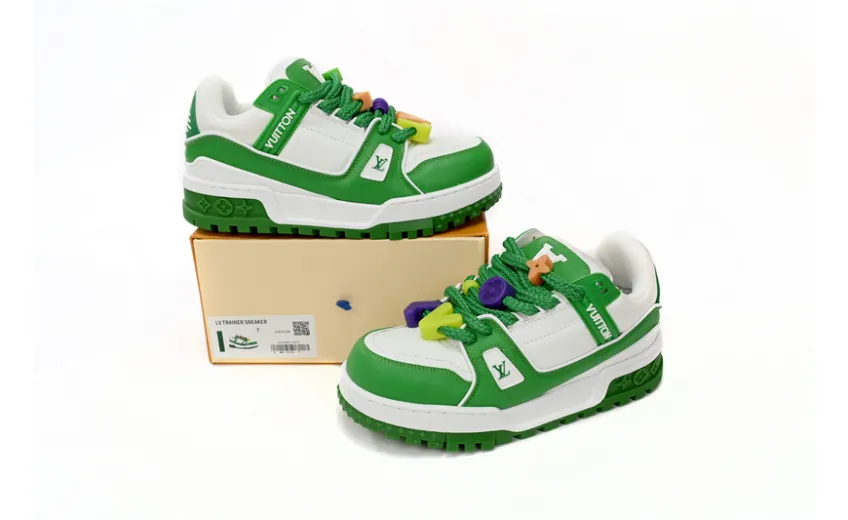 Bstsneaker-Louis Vuitton LV Trainer White Green 1AB8SD 