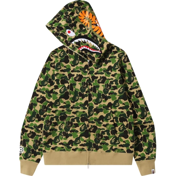 Bstsneaker-BAPE ABC Camo Shark Zip Hoodie Green