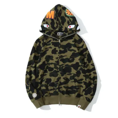 BAPE Cloro Camo Shark Full Zip Hoodie Green FW18 01