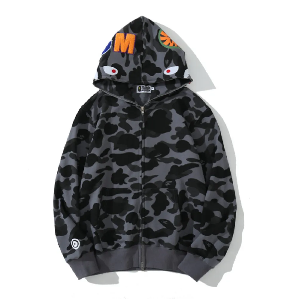 Bstsneaker-BAPE Color Camo Shark Zip Hoodie Black 4580793319054