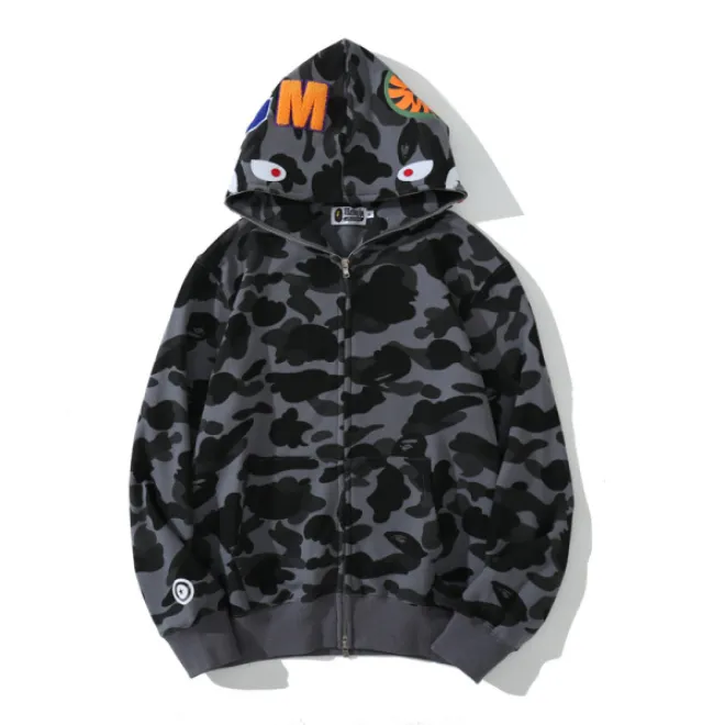 Bstsneaker-BAPE Color Camo Shark Zip Hoodie Black 4580793319054