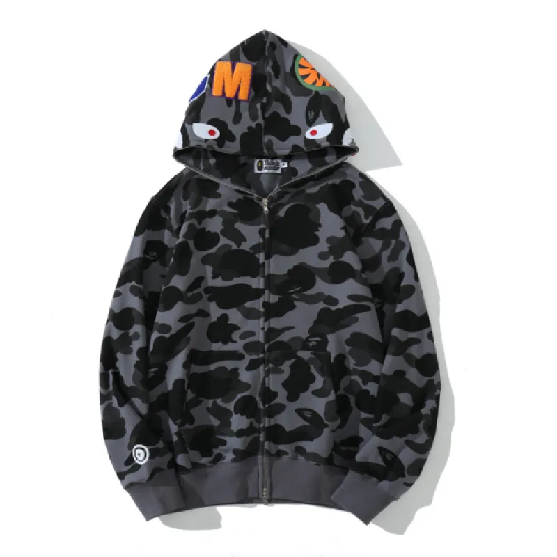 Bstsneaker-BAPE Color Camo Shark Zip Hoodie Black 4580793319054