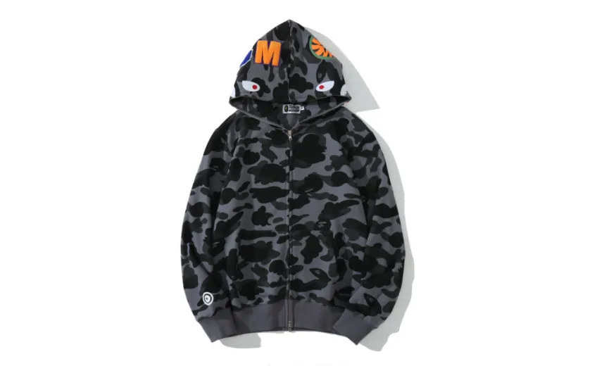 Bstsneaker-BAPE Color Camo Shark Zip Hoodie Black 4580793319054