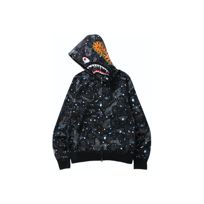 Bstsneaker-BAPE Space Camo Shark WGM Full-Zip Hoodie Black