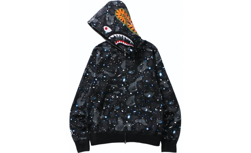 Bstsneaker-BAPE Space Camo Shark WGM Full-Zip Hoodie Black