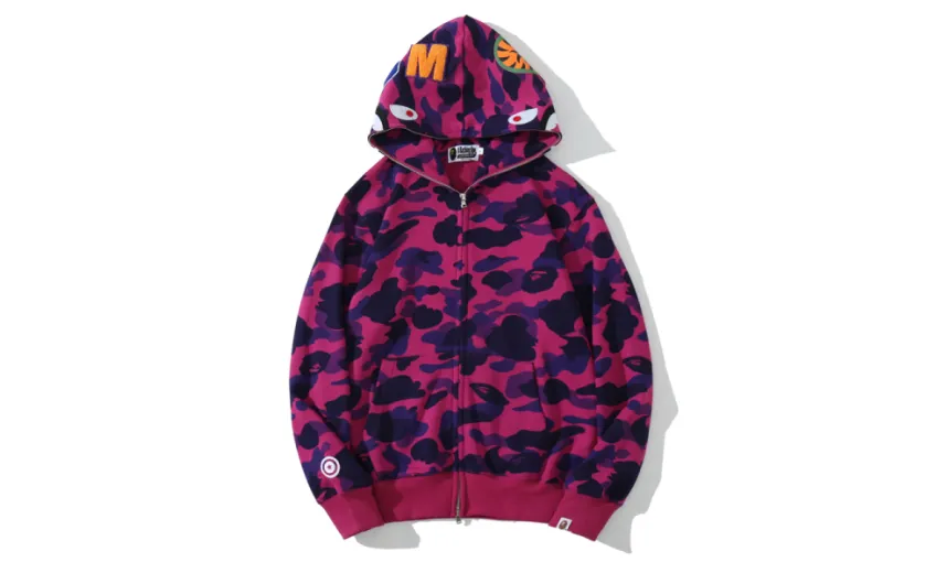 Bstsneaker-BAPE Color Camo Shark Zip Hoodie Purple 4580793338444