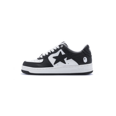 Bstsneaker-Bapesta Bathing Ape Bape Sta Low Black White Matte 01