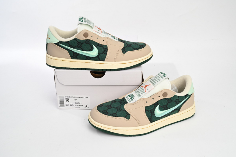 Bstsneaker-Air Jordan 1 Low X Gucci Metallic Green AV3918-808