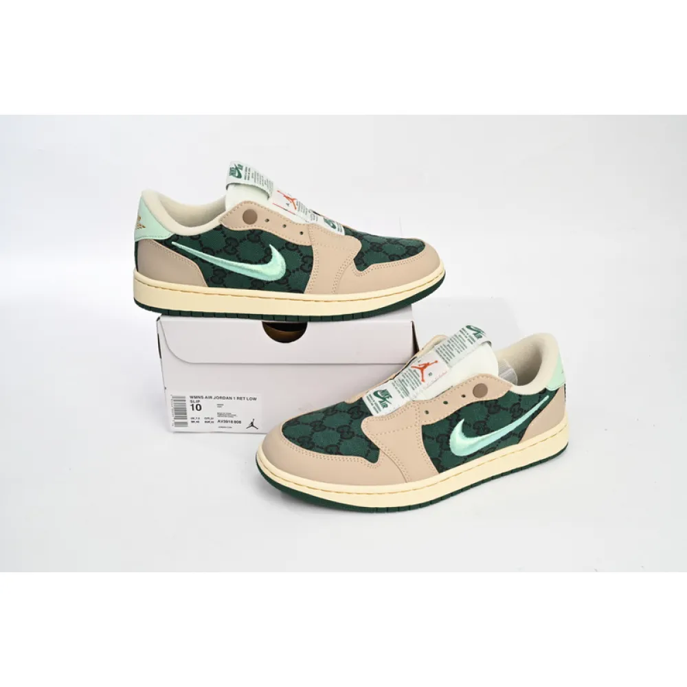 Air Jordan 1 Low X Gucci Metallic Green AV3918-808