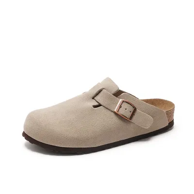Birkenstock Boston Suede Brown Slider 01