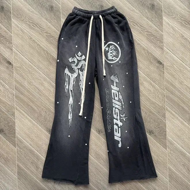 Bstsneaker-Hellstar Flare Black Flame Jeans 