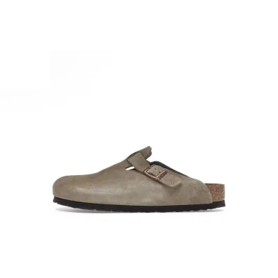Birkenstock Boston Suede Taupe Slider 01