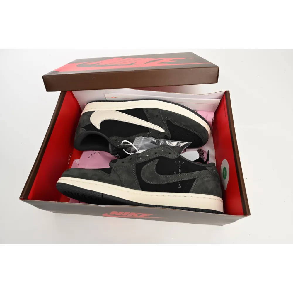 Bstsneaker-Air Jordan 1 Low Black Grey Low Help Travis Scott DM7866-001 