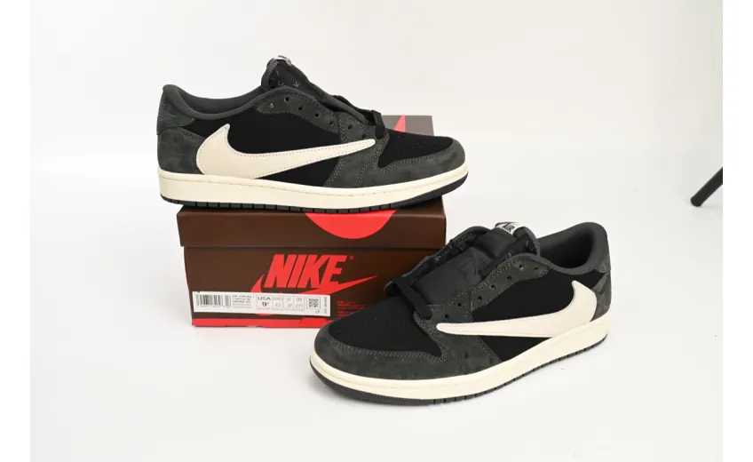 Bstsneaker-Air Jordan 1 Low Black Grey Low Help Travis Scott DM7866-001 