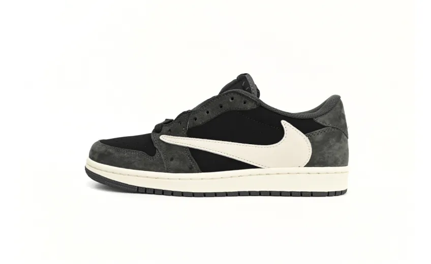 Bstsneaker-Air Jordan 1 Low Black Grey Low Help Travis Scott DM7866-001 