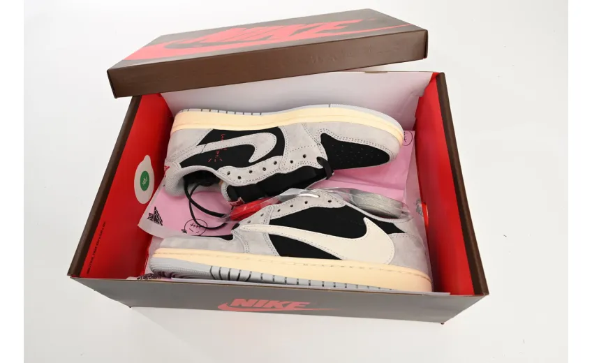 Bstsneaker-Air Jordan 1 Low White Grey Low Gang Travis Scott DM7866-010 
