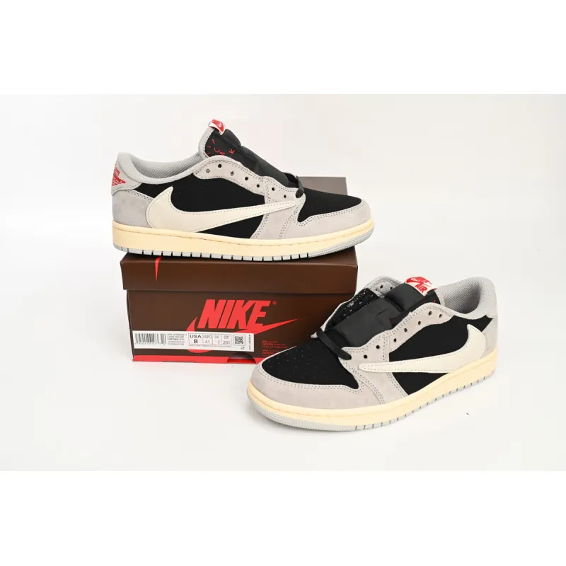 Bstsneaker-Air Jordan 1 Low White Grey Low Gang Travis Scott DM7866-010 