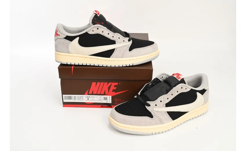 Bstsneaker-Air Jordan 1 Low White Grey Low Gang Travis Scott DM7866-010 