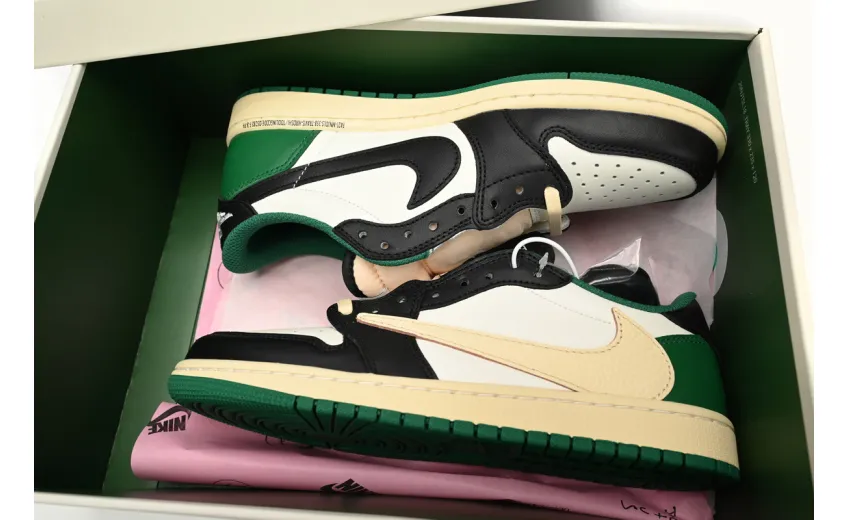 Bstsneaker-Air Jordan Travis Scott x Air Jordan 1 Low Black Green Barb DM7866-128