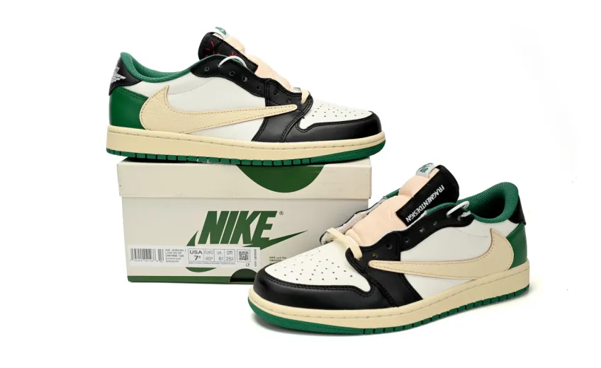 Bstsneaker-Air Jordan Travis Scott x Air Jordan 1 Low Black Green Barb DM7866-128