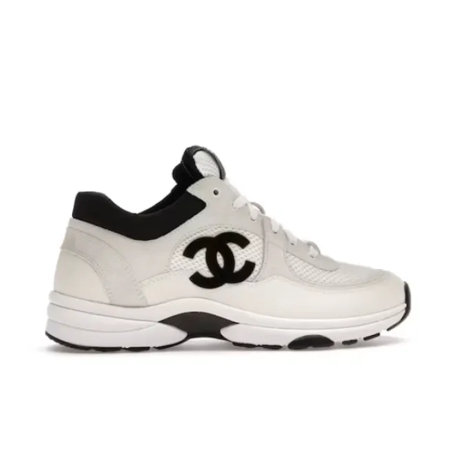Bstsneaker-Chanel Low Top Trainer Suede White Black (Women's) G38299 Y55720 K3846