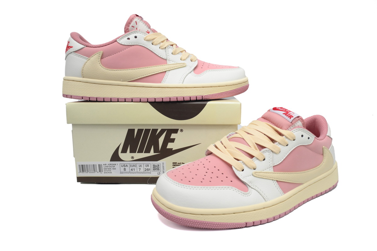 Bstsneaker-Travis Scott x Air Jordan 1 Low OG White Pink  DM7866-600