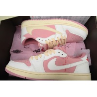 Travis Scott x Air Jordan 1 Low OG White Pink  DM7866-600