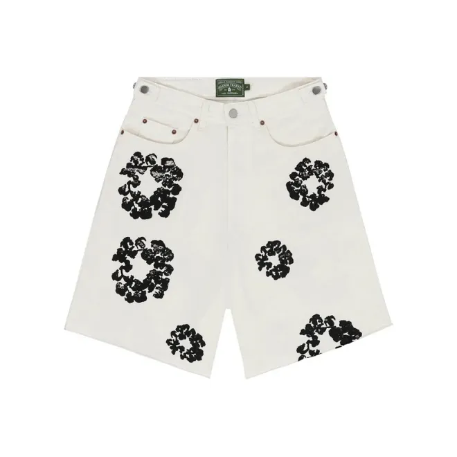 Bstsneaker-Denim Tears Cotton Wreath Jean Shorts - White