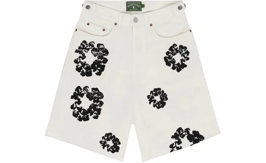 Bstsneaker-Denim Tears Cotton Wreath Jean Shorts - White