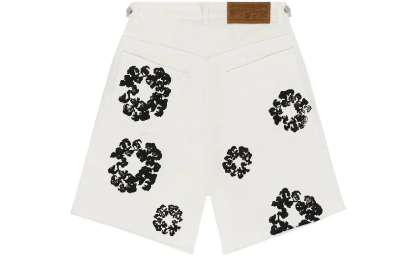 Bstsneaker-Denim Tears Cotton Wreath Jean Shorts - White