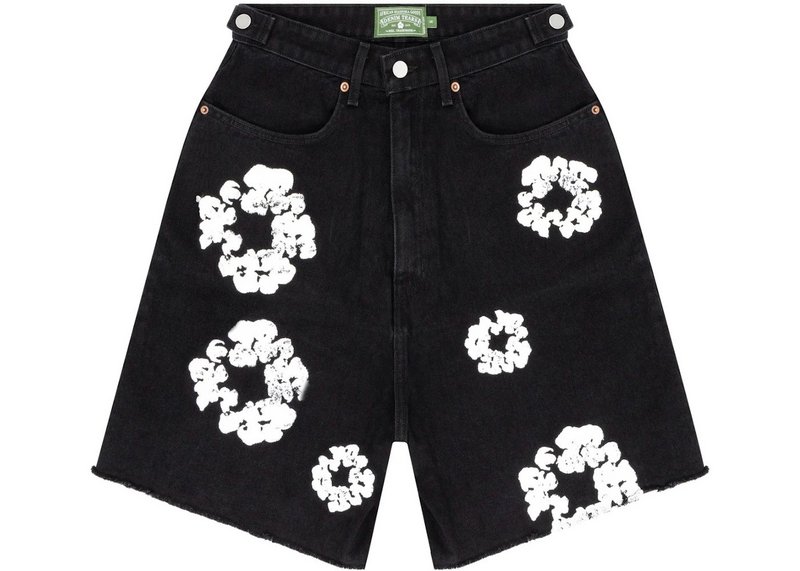 Bstsneaker-Denim Tears Cotton Wreath Jean Shorts - Black