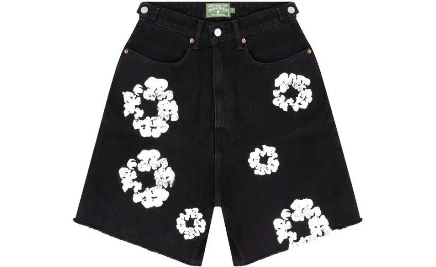 Bstsneaker-Denim Tears Cotton Wreath Jean Shorts - Black