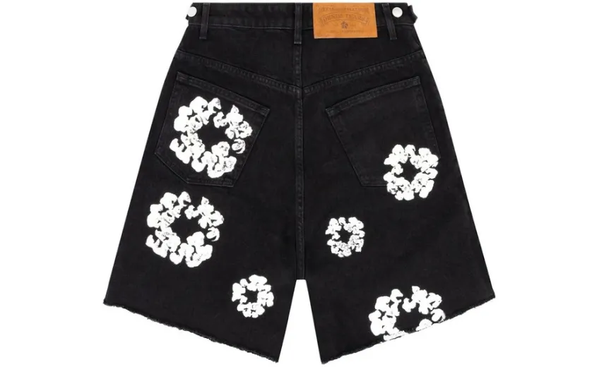 Bstsneaker-Denim Tears Cotton Wreath Jean Shorts - Black