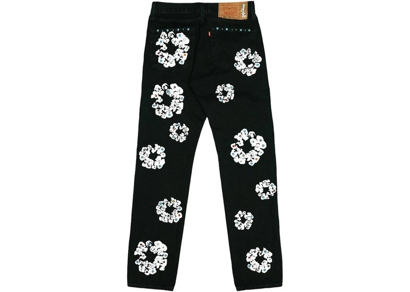 Bstsneaker-Denim Tears x Levi's 501 Cotton Rhinestone Wreath Jeans - Black