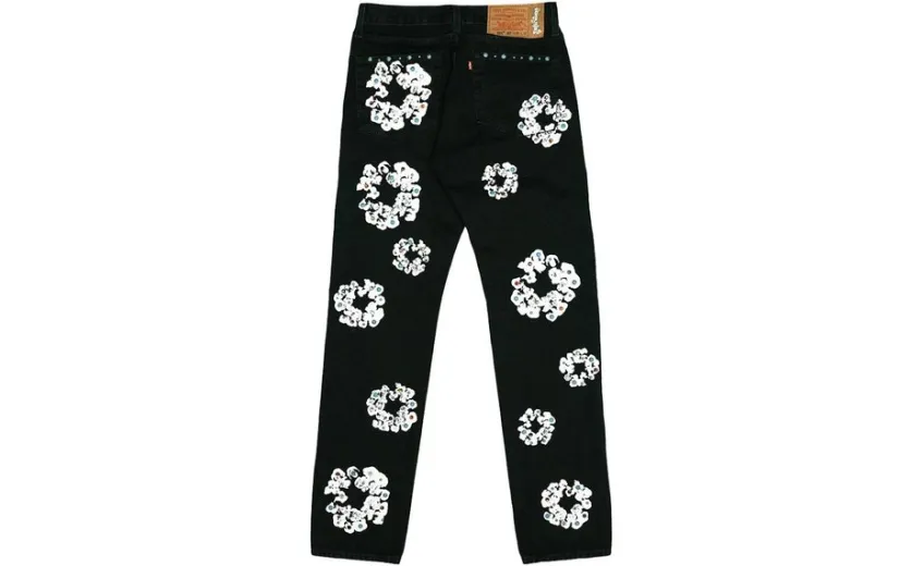 Bstsneaker-Denim Tears x Levi's 501 Cotton Rhinestone Wreath Jeans - Black