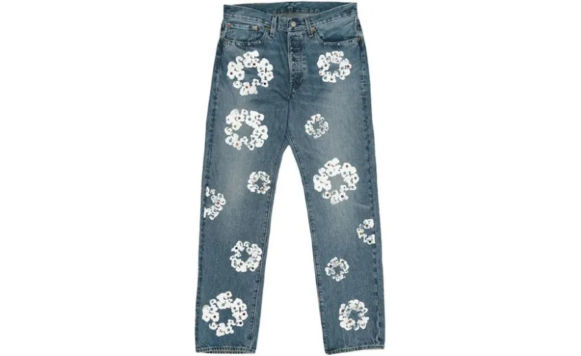 Bstsneaker-Denim Tears x Levi's 501 Cotton Rhinestone Wreath Jeans - Indigo