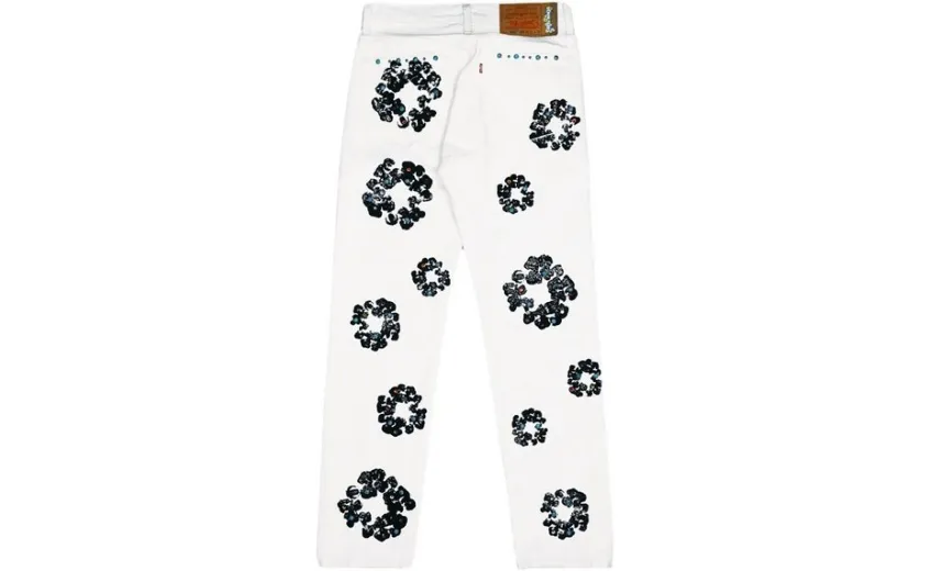 Bstsneaker-Denim Tears x Levi's 501 Cotton Rhinestone Wreath Jeans - White