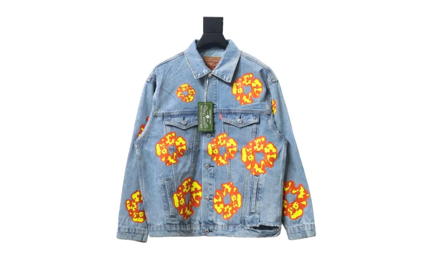 Bstsneaker-DENIM TEARS Washed flame denim jacket BLUE