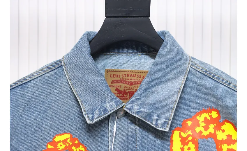Bstsneaker-DENIM TEARS Washed flame denim jacket BLUE