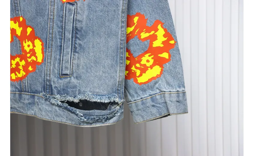 Bstsneaker-DENIM TEARS Washed flame denim jacket BLUE
