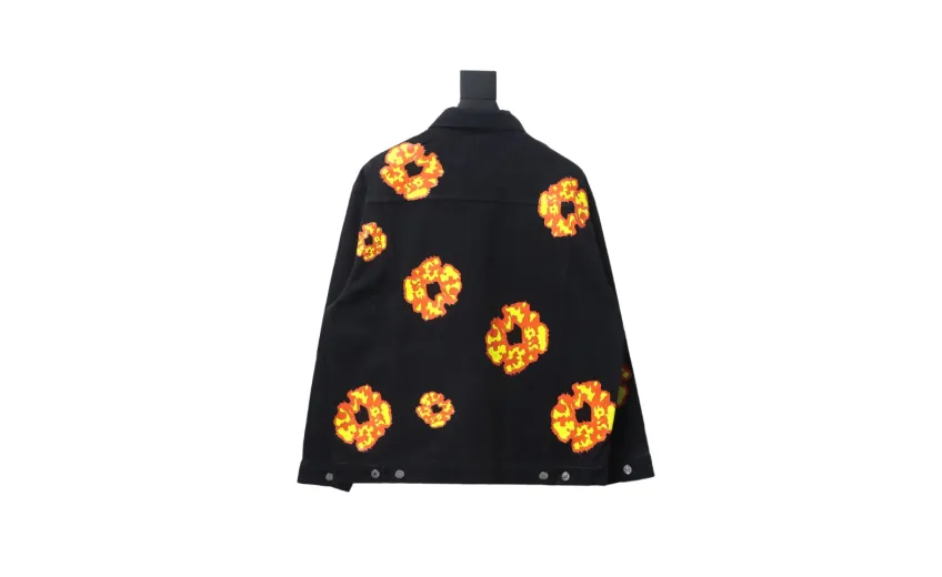 DENIM TEARS Washed flame denim jacket BLACK