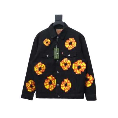 Bstsneaker-DENIM TEARS Washed flame denim jacket BLACK 01