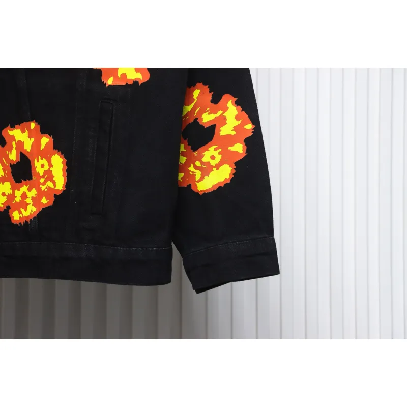 DENIM TEARS Washed flame denim jacket BLACK