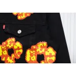 DENIM TEARS Washed flame denim jacket BLACK